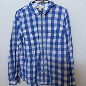 Michael Kors Blue and White Checkered Shirt